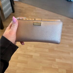 kate spade metallic rose gold zip continental wallet